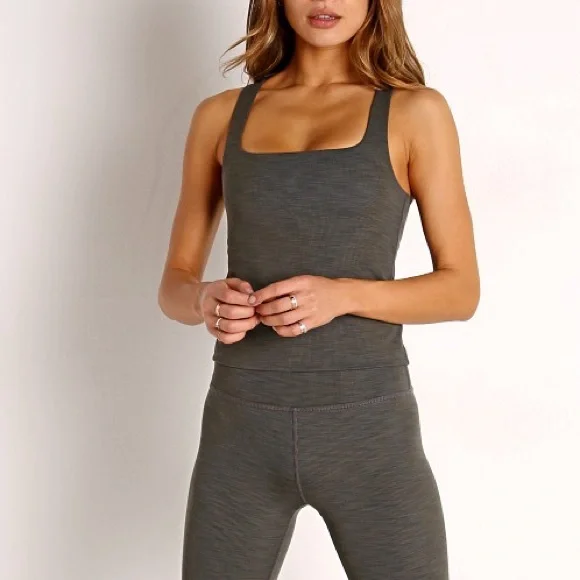 Beyond Yoga Tops Beyond Yoga Heather Rib Square Neck Tank